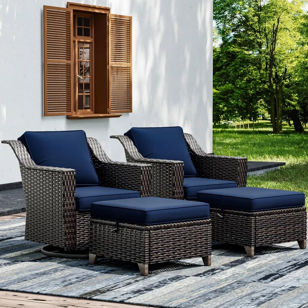 Wicker Patio Furniture Sets Upgraded Large Size Outdoor Furniture with Swivel Rocking Patio Chairs and Outdoor