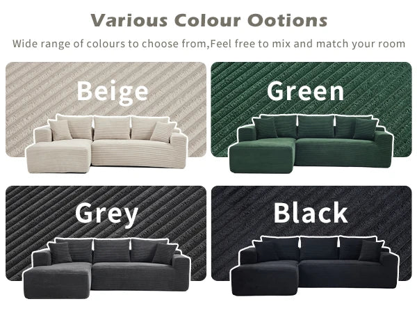Living Room Sofa L Shaped Cloud Couch 107 Inch Plush Sectional Sofa with Chaise Minimalist Living Room Furniture
