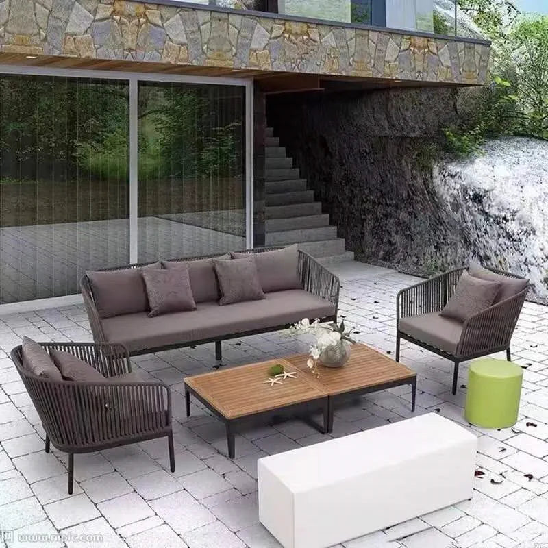 Outdoor Nordic Garden Sofas Hotel Balcony Combination Modern Garden Sofas Terrace Metal Furniture Divano Di Giardino MHHYSF