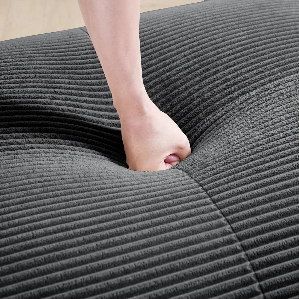 82'' Corner Sofa in Soft Cord Fabric, Modular Combined with Curved Armrests, Without Mounting, Highly Elastic Foam Upholstery