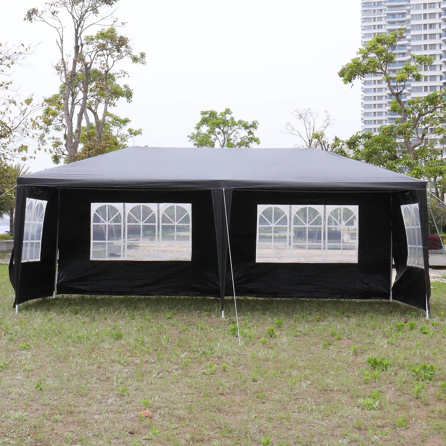 10 x 20 ft Outdoor Party Tent with 6 Removable Sidewalls Waterproof Canopy Patio Wedding Gazebo Heavy Duty Iron Frame Black
