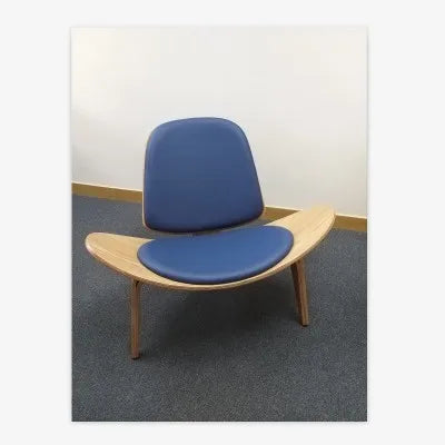 Modern Lounge Shell Chair Three-Legged Shell Chair Ash Plywood Fabric Upholstery Living Room Furniture