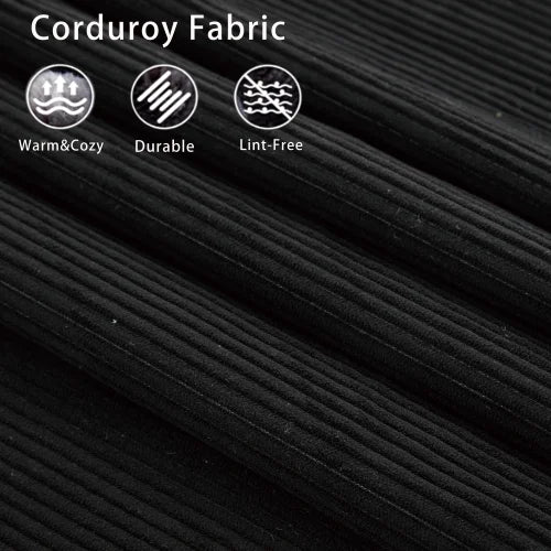 Modular black sofa with 6 seats, no armrests, DIY at will, corduroy fabric, neck pillow, rear porch sofa chair