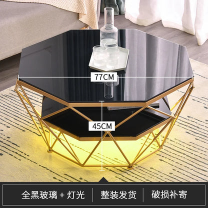 Nordic Glass Living Room Coffee Tables Light Luxury Modern Toughened Glass Bedroom Corner Table Iron Coffee Table Home Furniture
