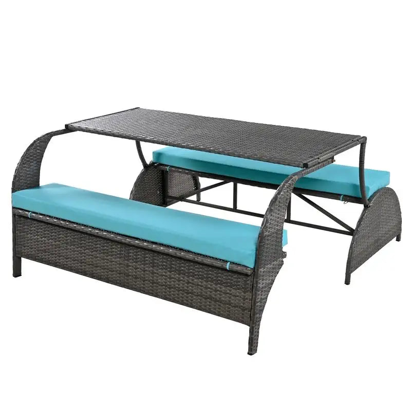 Versatile Outdoor Loveseat Converts to 4 Seats & Table for Gardens and Lawns
