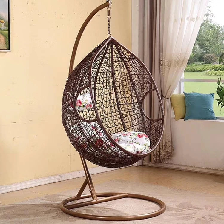 Factory Metal Adult Bamboo Rattan Outdoor Balcony Rocking Hanging Patio Swing Chair