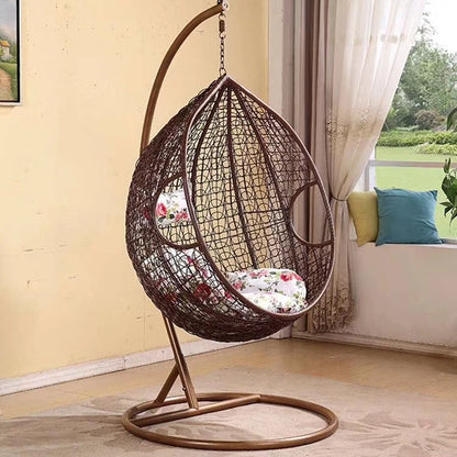 Factory Metal Adult Bamboo Rattan Outdoor Balcony Rocking Hanging Patio Swing Chair