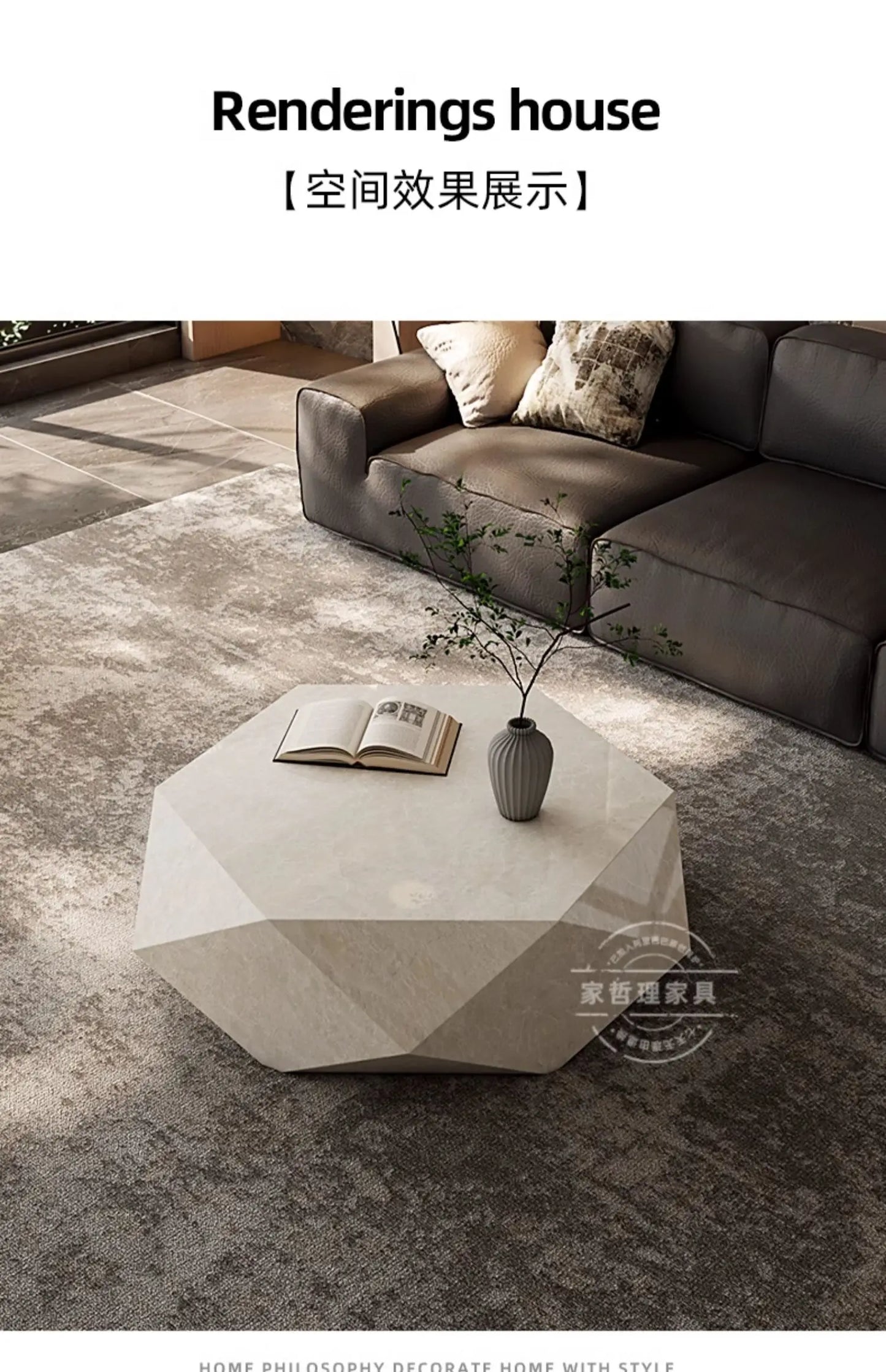 Coffee table small apartment rock slab designer atmospheric Italian living room high-end creative coffee table