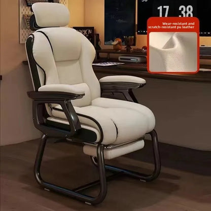 Ergonomic Office Chair with Adjustable Headrest, Latex Seat, Reclining Function & Linked Armrests, Bow Tie Base