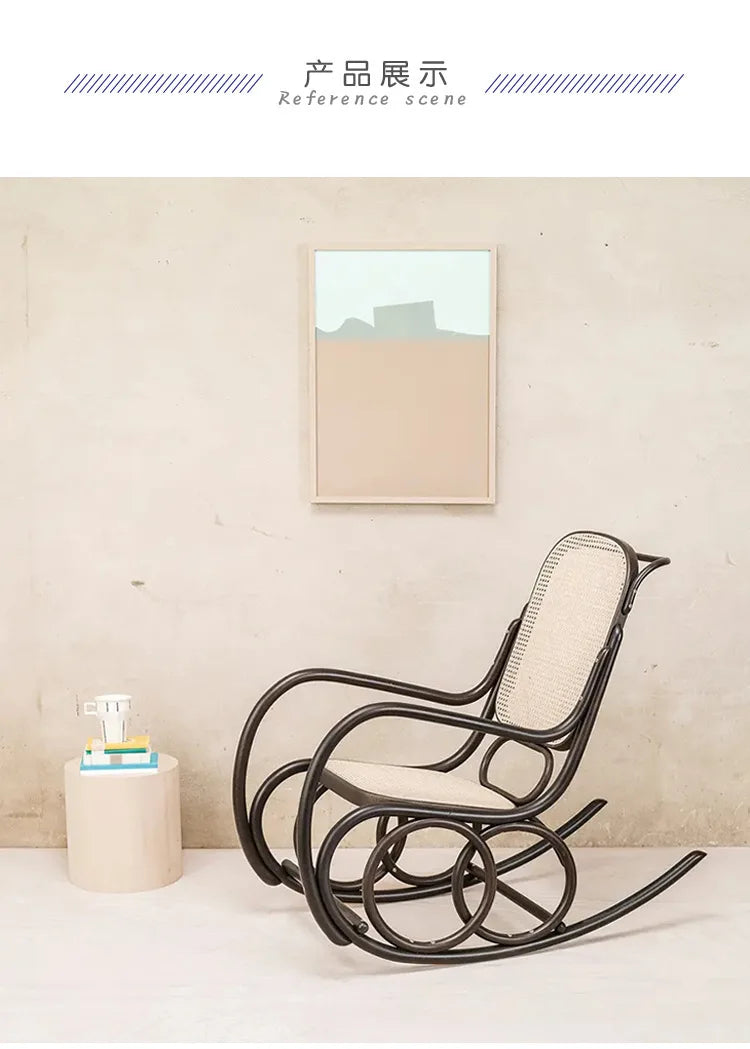 Natural rattan Nordic Ins rocking chair balcony chair living room home lazy rocking simple recliner nap