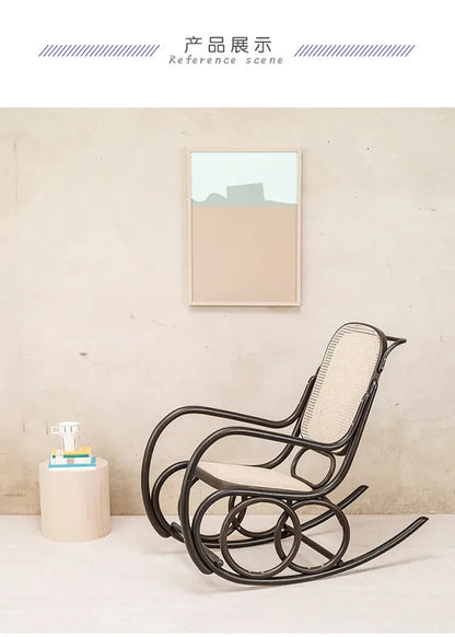 Natural rattan Nordic Ins rocking chair balcony chair living room home lazy rocking simple recliner nap