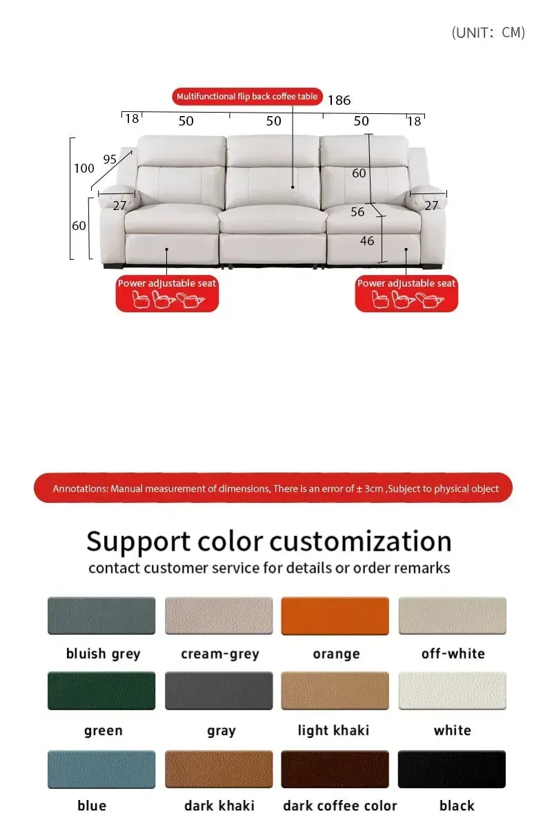 L-shaped Living Room Sofa Leather Electric Recliner Sofa Multi-functional Sofa Bed Folding Small Furniture with Storage Space
