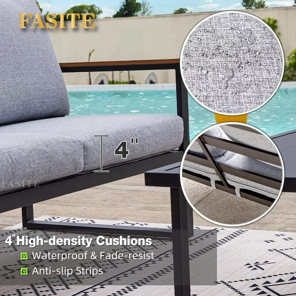 2025 New Patio Furniture Set, 4 Pieces Outdoor  with Removeble, Washable and High-Resiliency Sponge Cushions