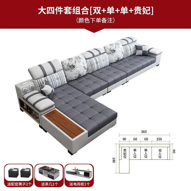 Luxury Technology Cloth Sofa Living Room Furniture Modern Cloakroom Bedroom Sofa Combination Nordic Apartment Sofa Set