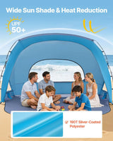 Beach Tent Sun Shelter for 6 Person, UPF 50+ Protection, Portable Sun Shade Canopy with Carrying Bag & Sand Pockets,