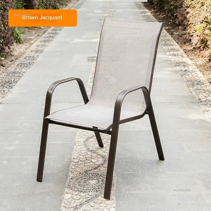 Outdoor Beach Chairs Outdoor Courtyard Balcony Waterproof and Sunscreen Iron Chair Outdoor Furniture Home Leisure Back Armchairs