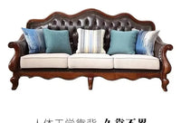4*American all-solid wood leather sofa European double triple retro modern simple