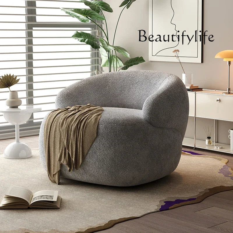 Italian light luxury fabric rotating leisure chair balcony single Nordic modern minimalist designer living room sofa