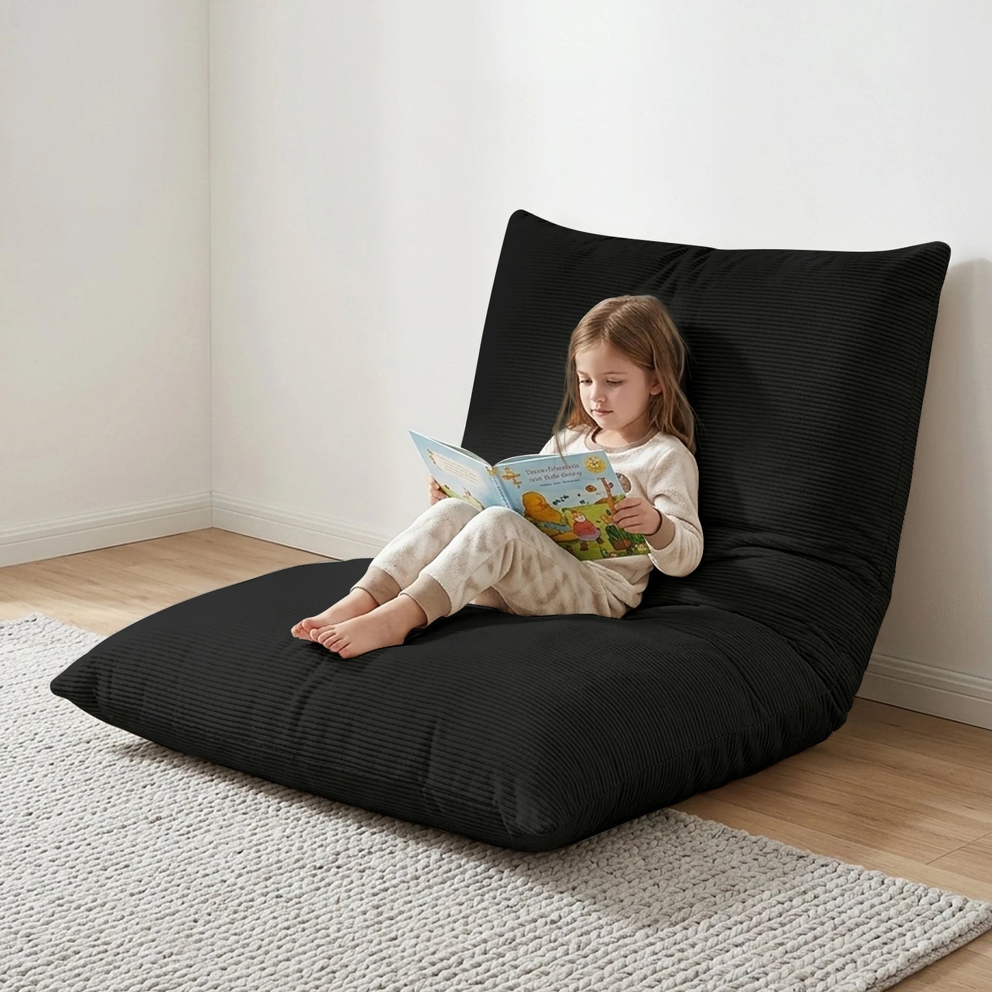 Kids Bean Bag Bed Foldable Compression Lounger Sofa Bed with Soft Removable & Washable Cover Foam-Filled Floor Lounger Chair