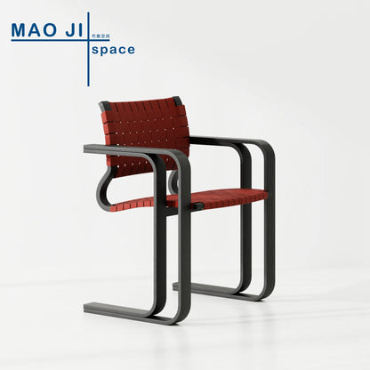 Moka Mocha Woven Chair Retro Solid Wood Designer Single Chair Medium Antique Creative Restaurant Chair