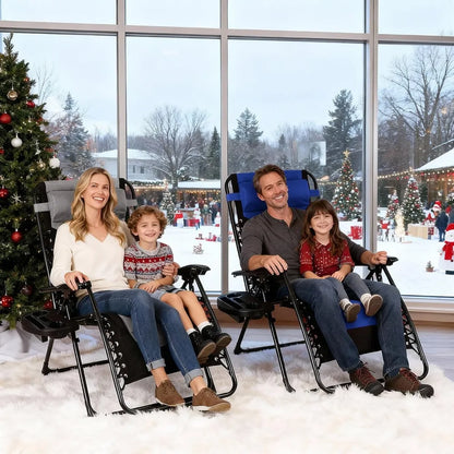 Oversized Padded Zero Gravity Lounge Chair, Foldable Patio Anti Gravity Reclining Chairs Folding Lawn Recliner