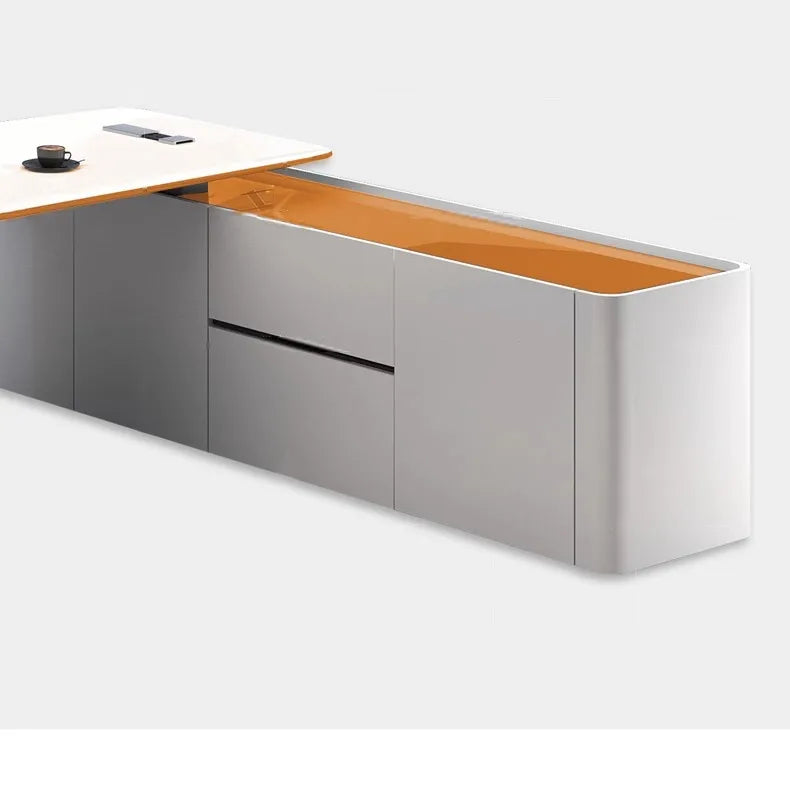 L Shaped Wooden Designer Office Desks Modern Luxury Drawers Large Computer Desks Asthetic Study Escritorio Office Furniture