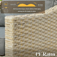 Wicker Patio Furniture Set Modern Outdoor Conversation  Sofa with Cushion and Ottomans for Garden, Poolside, Backyard