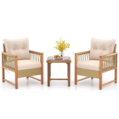 Popular Choice  3 PCS Patio Furniture Set Outdoor PE Wicker Conversation Bistro Set