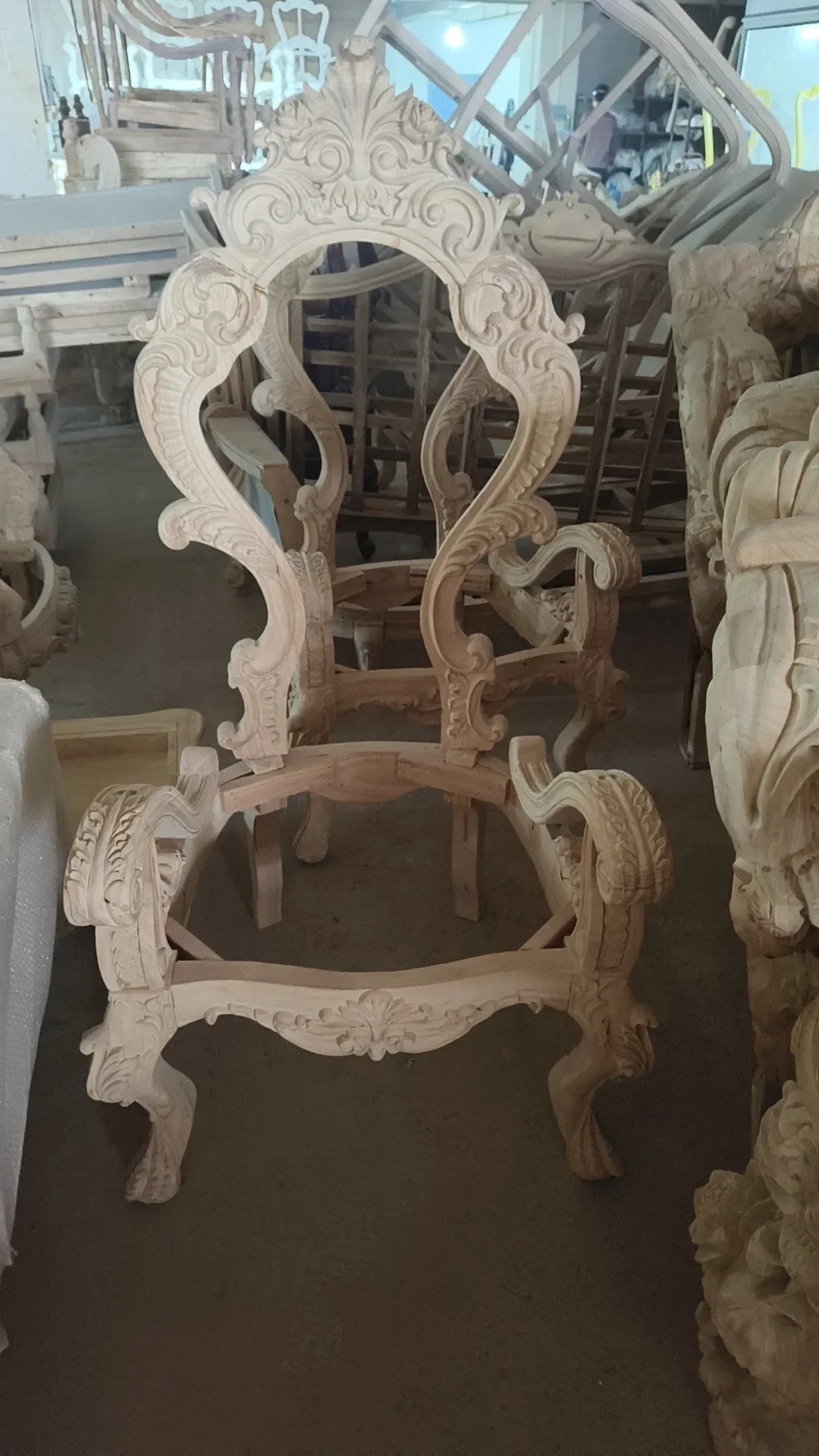 Solid wood dining table and chair combination size household, European style, carved
