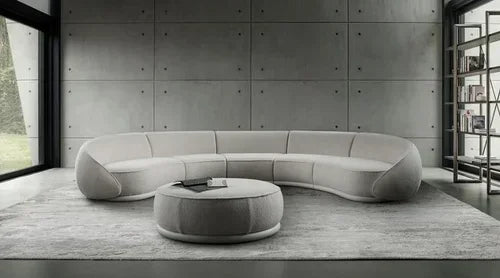 ss 8350  Italian Minimalist Modern Light Luxury Arc Semicircle Fabric French Sofa for Multi-User