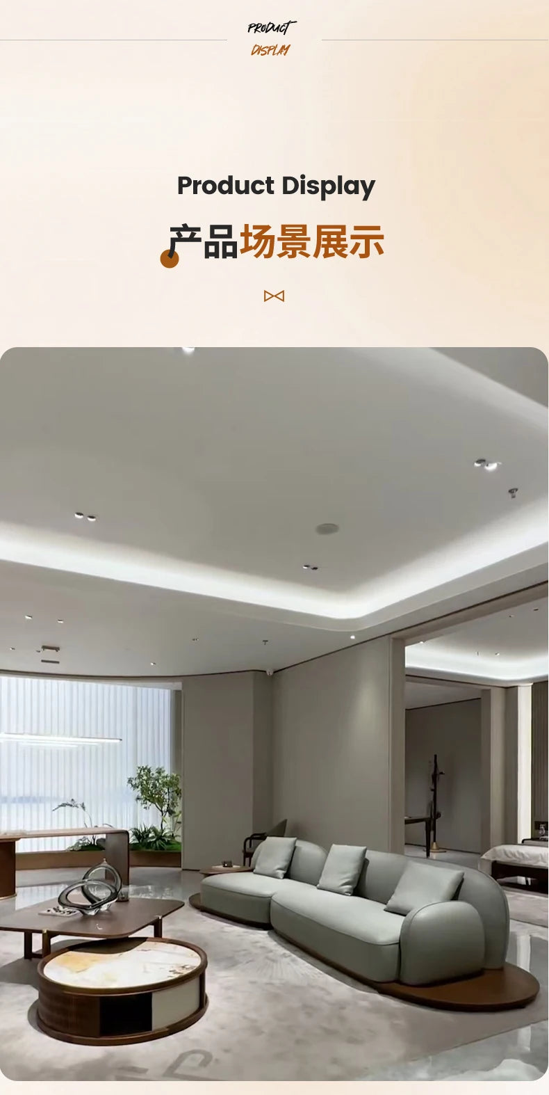 A506  Sofa Italian minimalist cowhide large flat-level villa living room high-end modern simple cream leather sofa