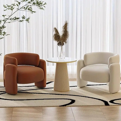 72×65×70cm Light Luxury Frosted Velvet Single Sofa Curved Design Solid Wood Frame Living Room Bedroom Comfort Leisure Chair