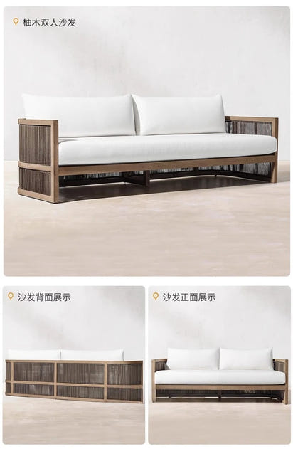 Outdoor villa courtyard sofa high-end teak sofa furniture combination hotel homestay waterproof