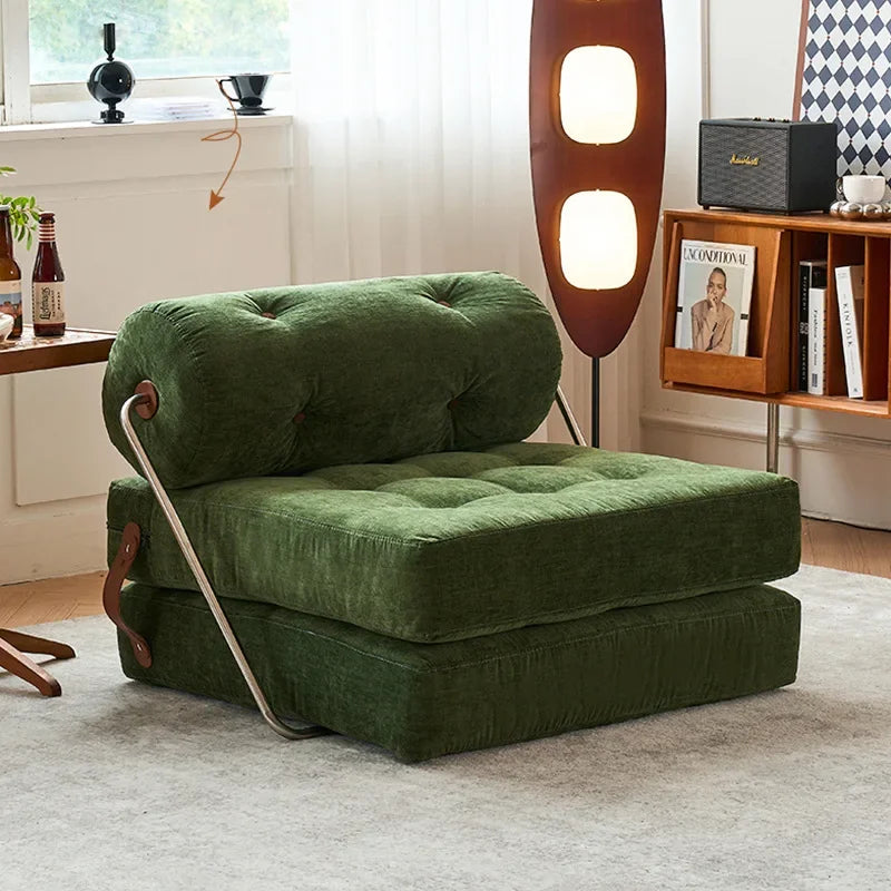 Convertible Folding Fabric Sofa Chair Bed with Reclining Backrest