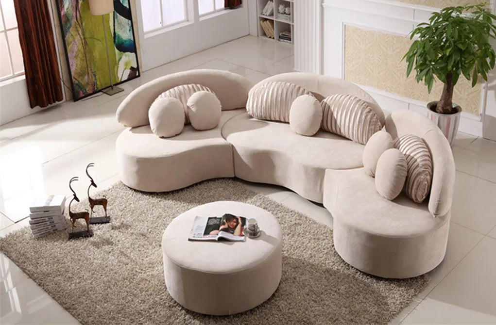 Curved fabric sofa Nordic light luxury personalized creative sofa Modern simple special-shaped living room combination round