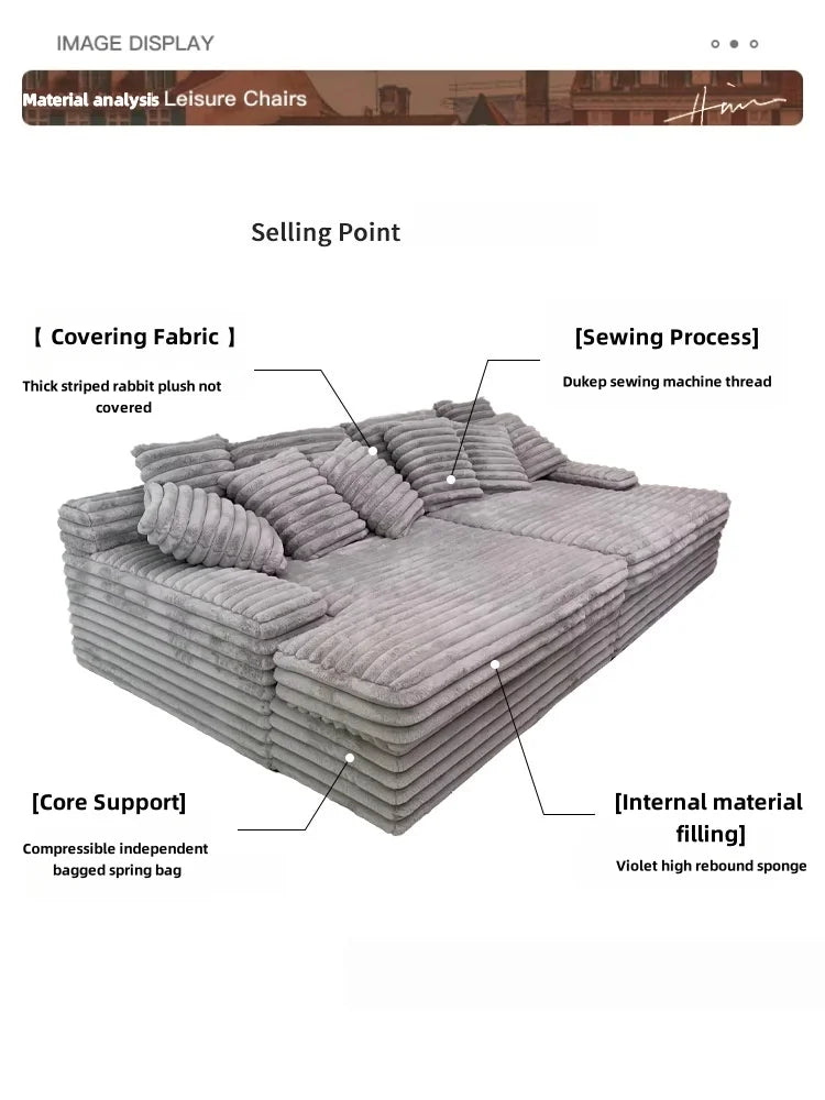 Luxury Compressed Memory Foam Sofa Set Chenier Fabric Sofa Apartment Hotel Villa Vacuum Packaging Convenient Life