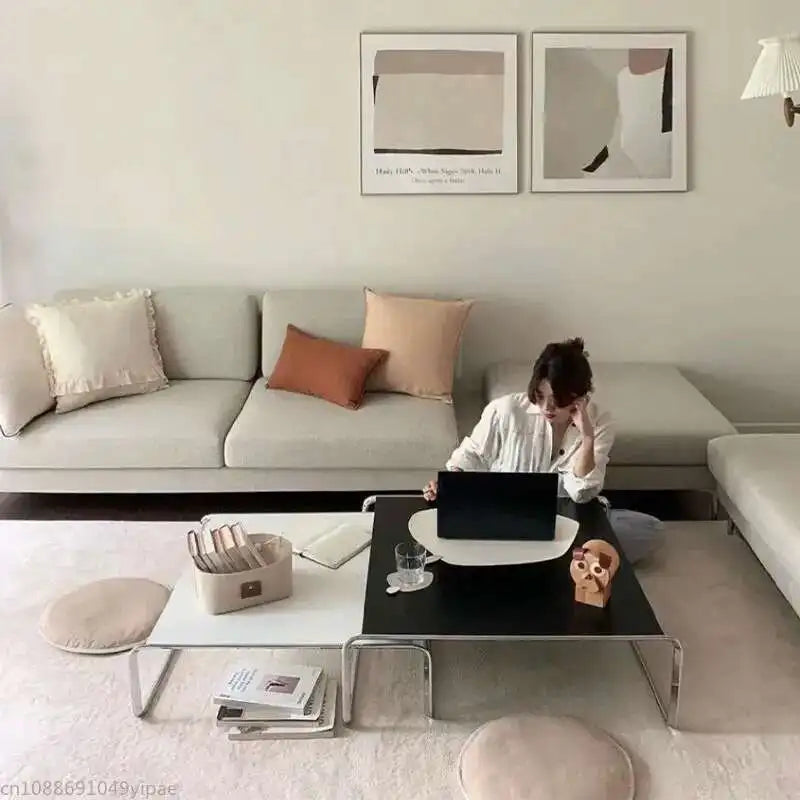 Bauhaus Stainless Steel Medieval Personality Black and White Rectangular Side Several Combination Home Living Room Coffee Table