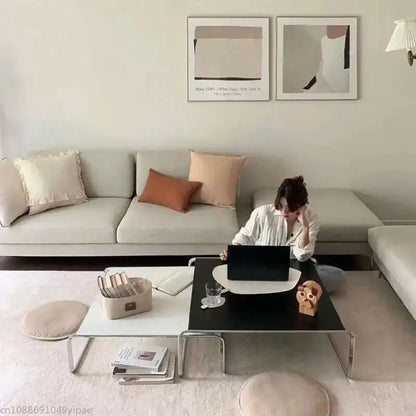 Bauhaus Stainless Steel Medieval Personality Black and White Rectangular Side Several Combination Home Living Room Coffee Table