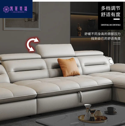 Multi-purpose leather high-end home living room electric light luxury sofa modern minimalist sofa