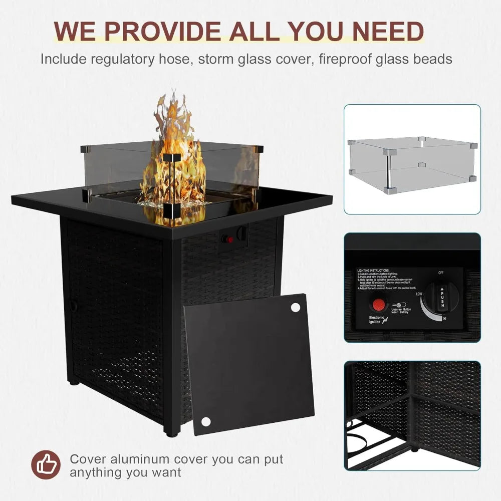 8-Piece Outdoor Patio Furniture Set with Fire Pit, Sectional Wicker Sofa, Conversation Area for Backyard