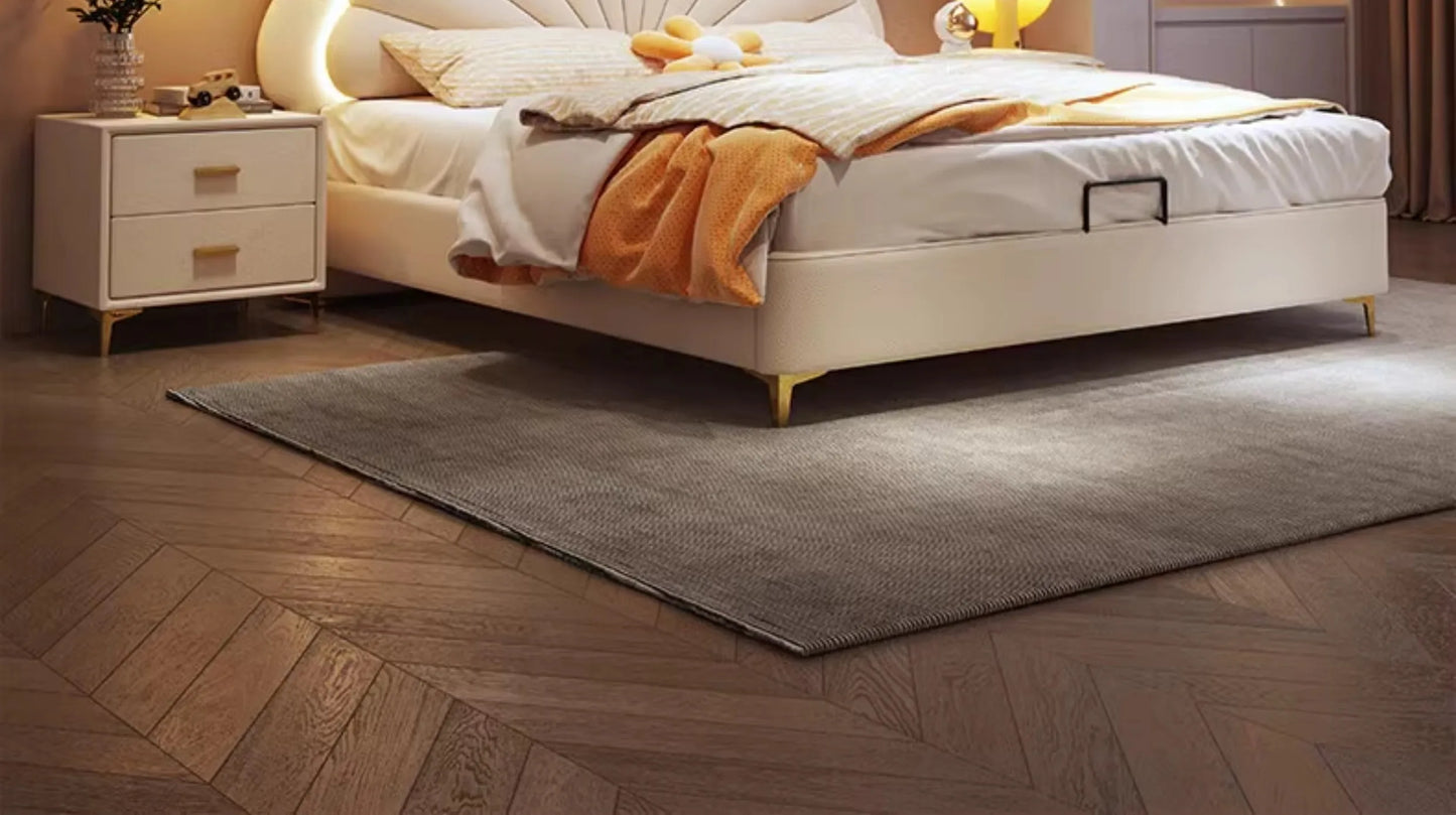 cheap Luxury Leather Princess Petal Bed with LED Lights queen bed frames 120x200cm 135x200cm 150x200cm 180x200cm Beds Furniture