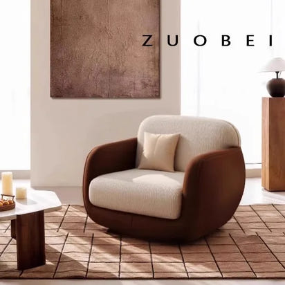 Curved sofa cream wind small apartment living room sofa simple rest sofa