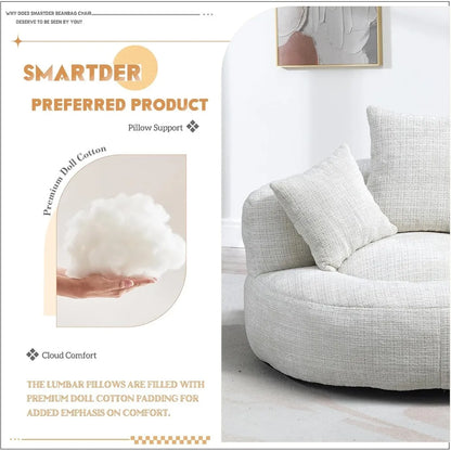 Giant Bean Bag Chair with Foam Filler, Oversized Bean Bag Couch for Adults Teens, Comfy Floor Sofa Chair with 3 Pillows