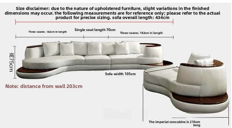 First layer cowhide sofa, creative curved leather sofa combination