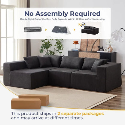 Memory Foam Cloud Sectional Sofa Bed for Living Room, L-Shaped with Chaise, Comfortable Modular Couch