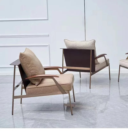 Single Light Luxury Designers Stainless Chair  Minimalist Backrest Armchair Negotiation Living Room Chair Sofa Stool Furniture