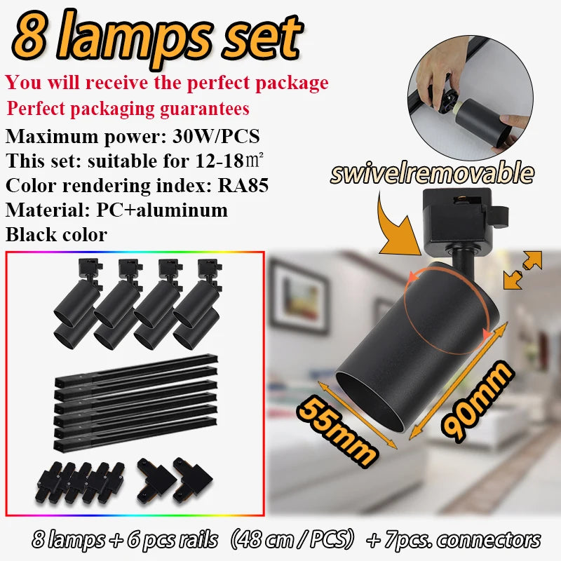 gu10 Light Fixture GU10 Track Light Set Smart Spotlights Replace Dimming Rail Lighting Kitchen Spot Light ceiling 110V Light