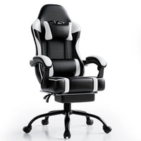 Video Game Desk Chair - Ergonomic Computer with Footrest and Comfy Lumbar Support, PU Leather Recliner with 360° Swivel