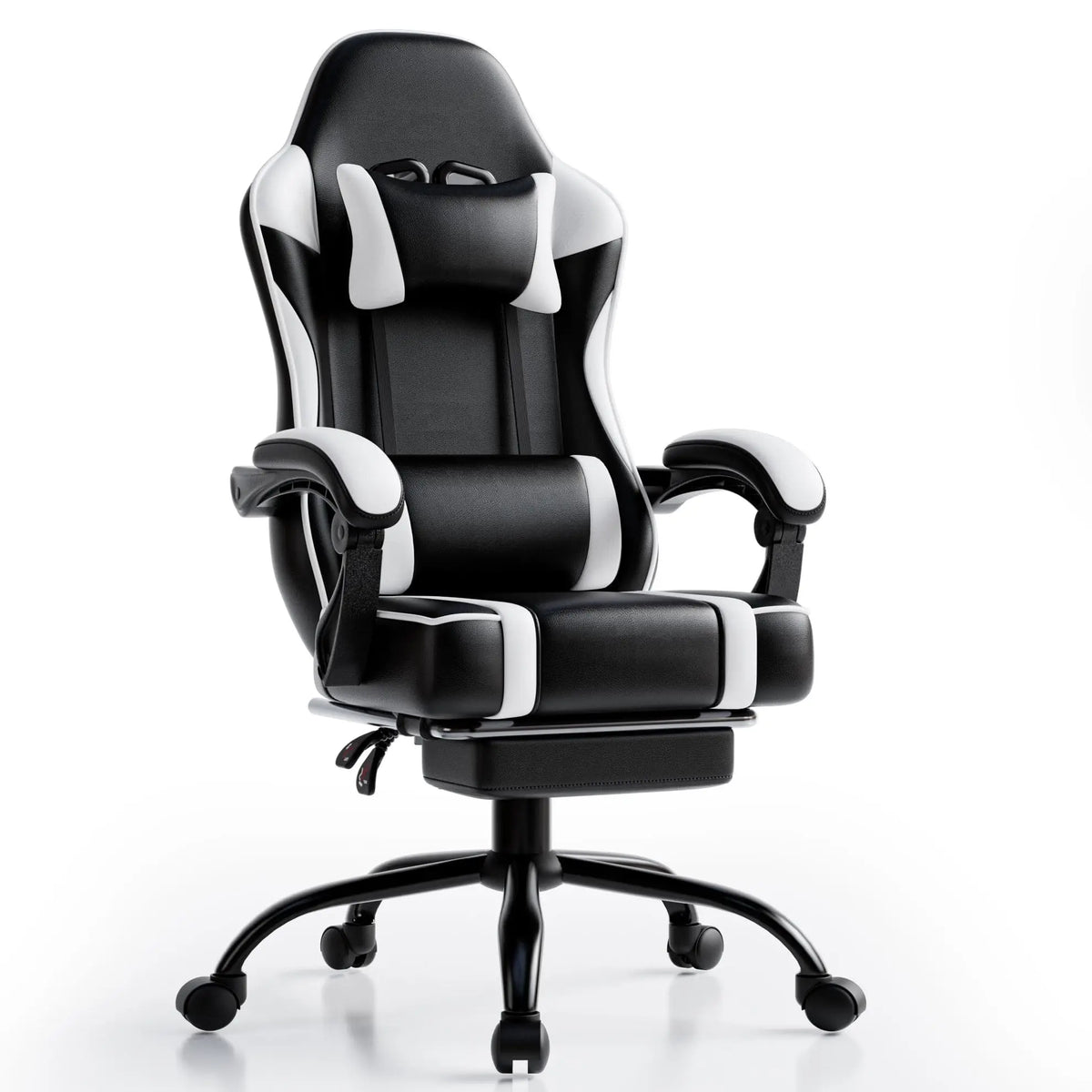 Video Game Desk Chair - Ergonomic Computer with Footrest and Comfy Lumbar Support, PU Leather Recliner with 360° Swivel