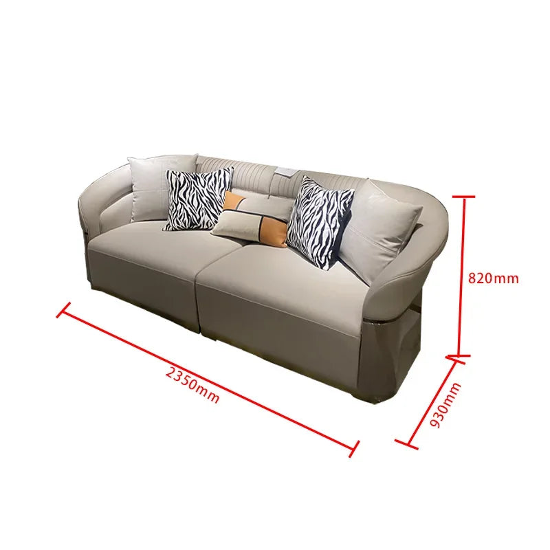 4yj9 Italian Style Light Luxury Genuine Leather Sofa Villa Living Room Large and Small Suite Combination